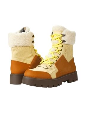 Franco Sarto Balinhike Beige Combat Hiker Boots Women's Size 7M
